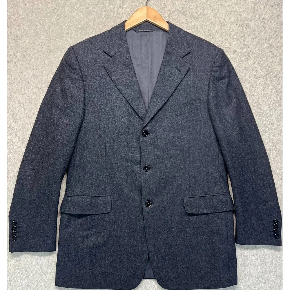 Canali Mens 3-Button Wool‎ Silk Blazer Jacket Gray Pockets 50R/US40